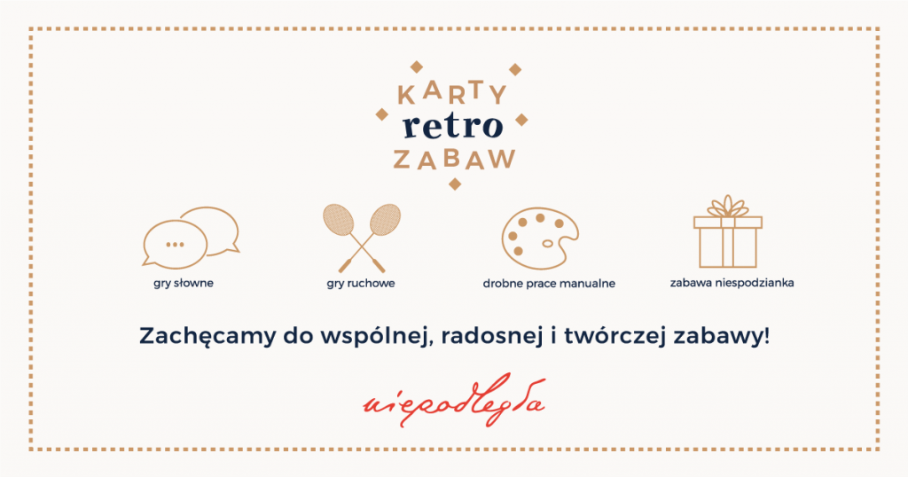 legenda kart retro zabaw z logiem projektu i zymbolami umieszczanymi na kartach